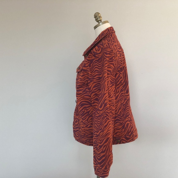 Jacket Tiger Animal Stripe Purple Orange Plus Size 2X Cotton Spandex Stretchy - Picture 8 of 9